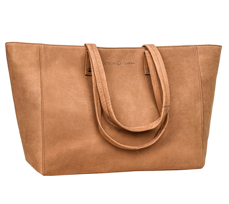 ANTONIO VALERIA Avery Cognac Leather Tote/Top Handle Shoulder Bag for Women - Image 1